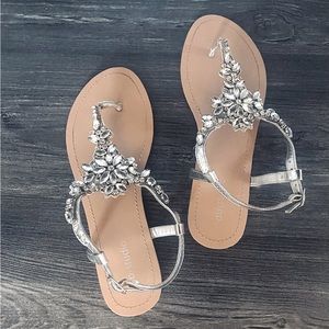David's Bridal Jeweled T Strap Sandals